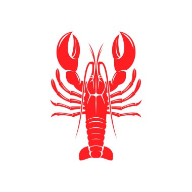 Crayfish in flat style isolated marine animal. Vector red lobster, seafood, crustacean with big claws