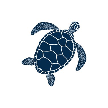 Turtle marine animal isolated sea reptile. Vector nautical tortoise with carapace shell