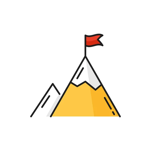 Business Top Career Goal Color Outline Icon Flag Mountain Peak — Vector de stock