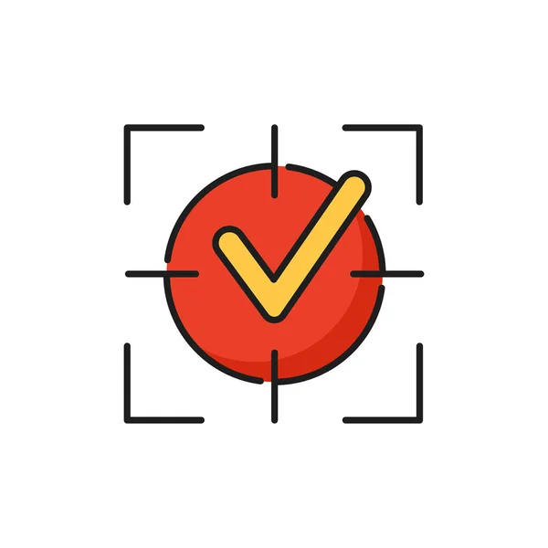 Business Goals Achievement Color Outline Icon Check Mark Symbol Optical — 图库矢量图片