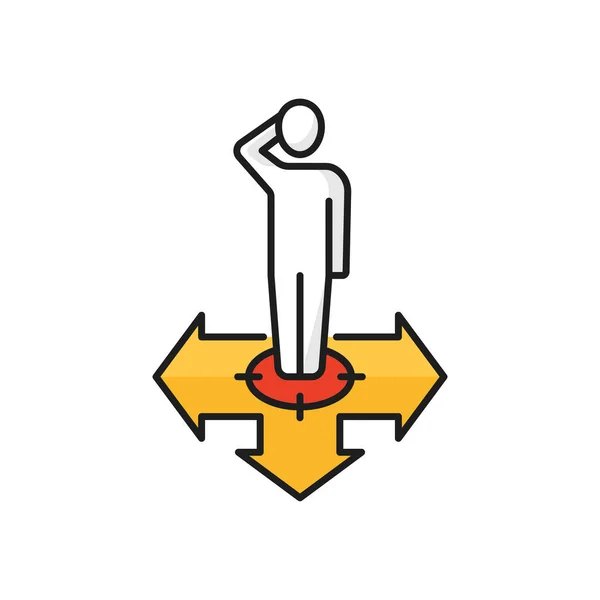 Choosing Path Business Strategy Choice Color Outline Icon Making Decision — ストックベクタ