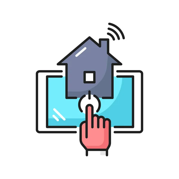 Smart House Technology Outline Icon Internet Things Home Remote Control — Stock Vector