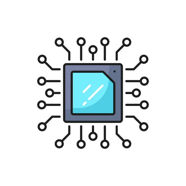 Computer Chip Semiconductor Technology Outline Icon Computer Mobile Device Hardware — Vector de stock
