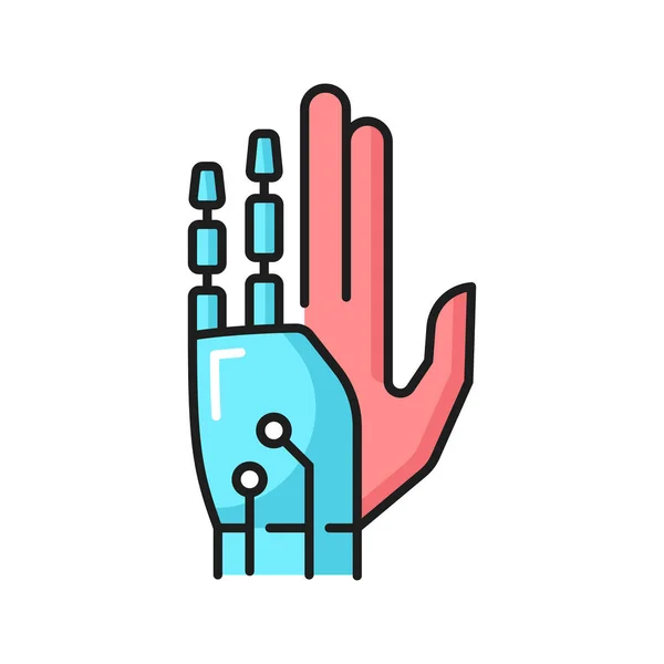 Καινοτομία Πρόθεση Μελλοντική Τεχνολογία Περίγραμμα Εικονίδιο Ανθρώπινο Χέρι Ρομποτικά Δάχτυλα — Διανυσματικό Αρχείο