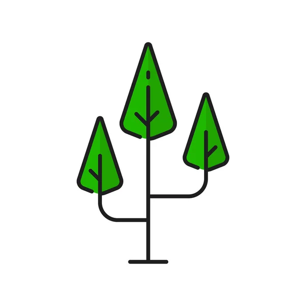 Green Tree Icon Line Forest Plant Leaves Nature Garden Vector — Stok Vektör