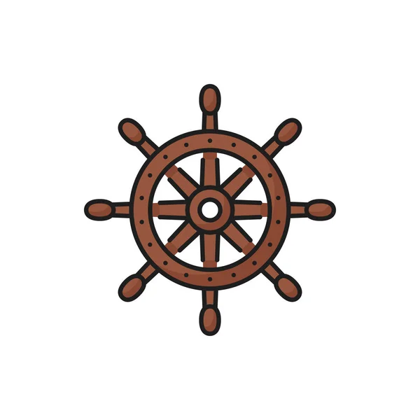 Seafarer Wheel Handle Isolated Handwheel Outline Icon Vector Brown Steering — Wektor stockowy