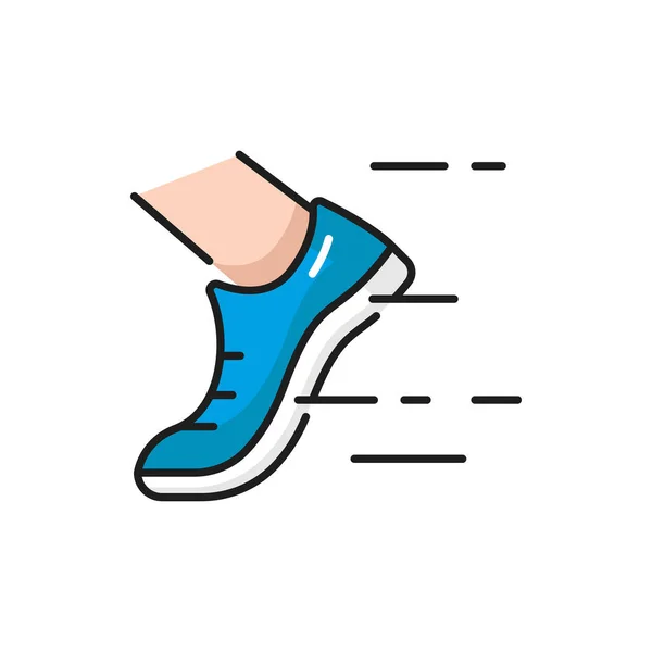 Running Man Woman Shoes Isolated Outline Icon Vector Fast Runner — Stock Vector