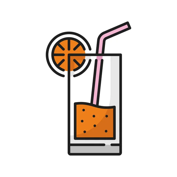 Orange Cocktail Jar Straw Isolated Outline Icon Vector Detox Drink — Stockový vektor