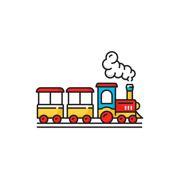 Color Children Train Walks Amusement Park Isolated Icon Vector Toy — Wektor stockowy