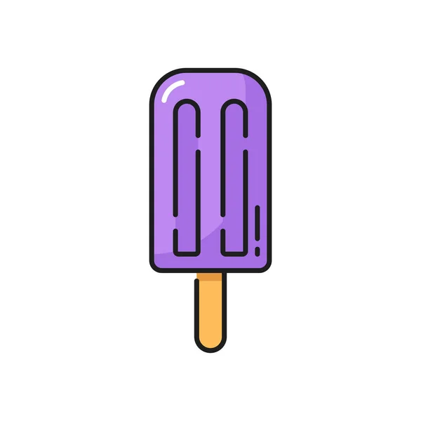 Ice Cream Coated Purple Violet Glaze Isolated Popsicle Color Line — 스톡 벡터