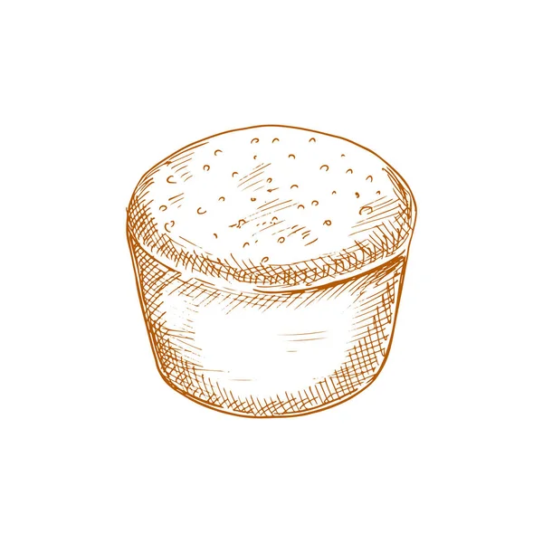 Rye Bread Sesame Isolated Monochrome Sketch Vector Pastry Loaf Caraway — Vetor de Stock