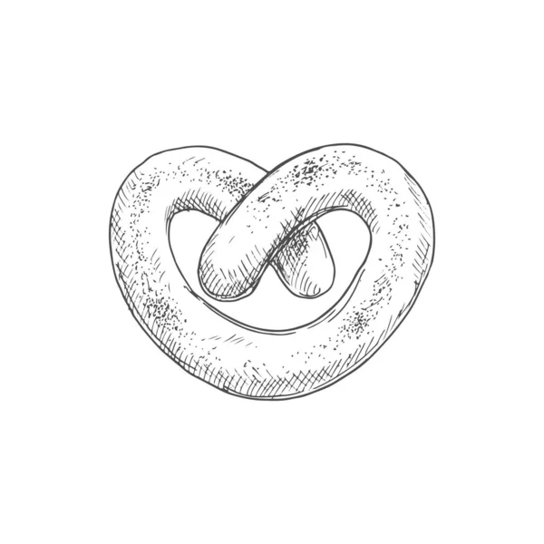 Bagel Knot Pretzel Isolated Monochrome Sketch Vector Pastry Bakery Food — Image vectorielle