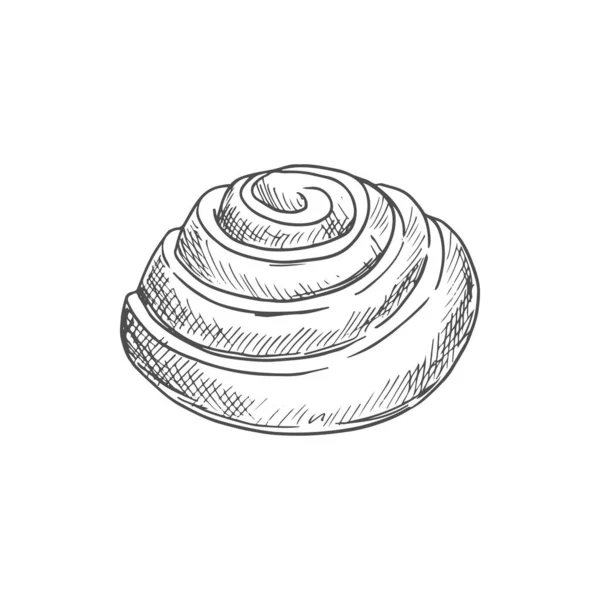 Roll Isolated Sketch Bun Cinnamon Spice Vector Sweet Pastry Food — ストックベクタ