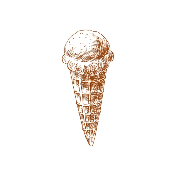 Summer Dessert Isolated Ice Cream Waffle Cone Vector Frozen Gelato — Image vectorielle