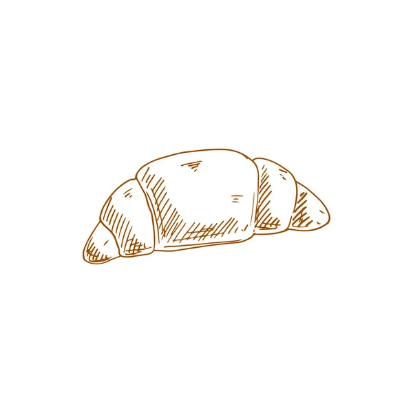 French Roll Isolated Croissant Monochrome Sketch Vector Crescent Bun European — Vetor de Stock