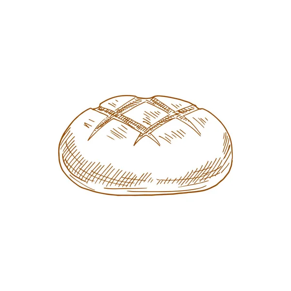 Wheat Bread Loaf Isolated Bakery Product Sketch Vector Baked Pastry — Stok Vektör