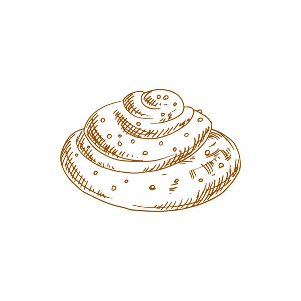 Cheese Bun Sesame Seeds Isolated Sketch Vector Bakery Product Pastry — Vettoriale Stock