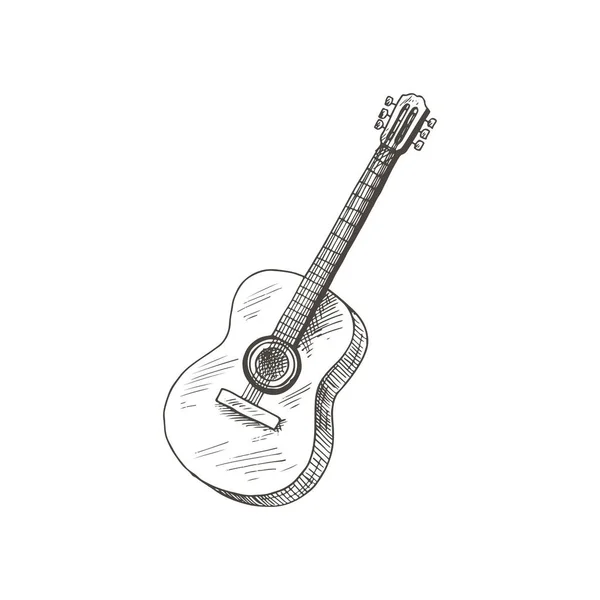 String Guitar Isolated Vector Musical Instrument Sketch Vector Stringed Music — Stock vektor