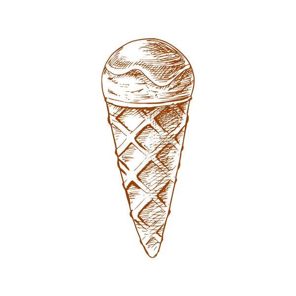 Summer Dessert Isolated Ice Cream Waffle Cone Vector Frozen Gelato — Stockvector