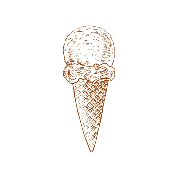 Summer Dessert Isolated Ice Cream Waffle Cone Vector Frozen Gelato — ストックベクタ
