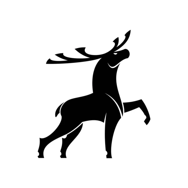 Deer Antlers Isolated Horned Animal Silhouette Vector Buck Doe Reindeer — 图库矢量图片