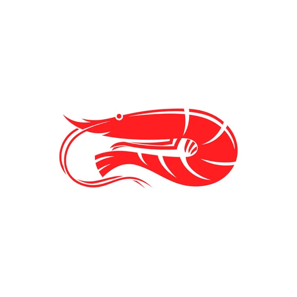 Boiled Shrimp Long Whiskers Isolated Marine Animal Vector Red Flat — Vetor de Stock
