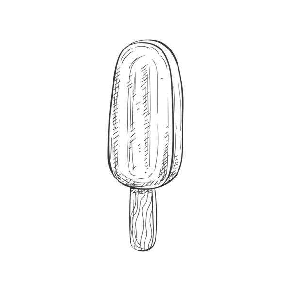 Banana Melon Taste Yellow Ice Cream Stick Isolated Sketch Vector — Archivo Imágenes Vectoriales