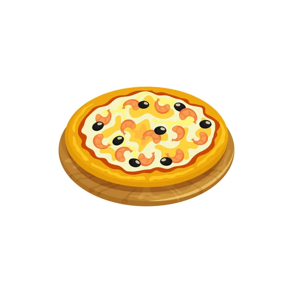 Marinara Style Neapolitan Pizza Italian Cuisine Isolated Fastfood Snack Vector — Image vectorielle