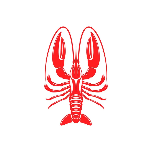 Red Lobster Seafood Crustacean Big Claws Isolated Vector Large Marine — Vetor de Stock