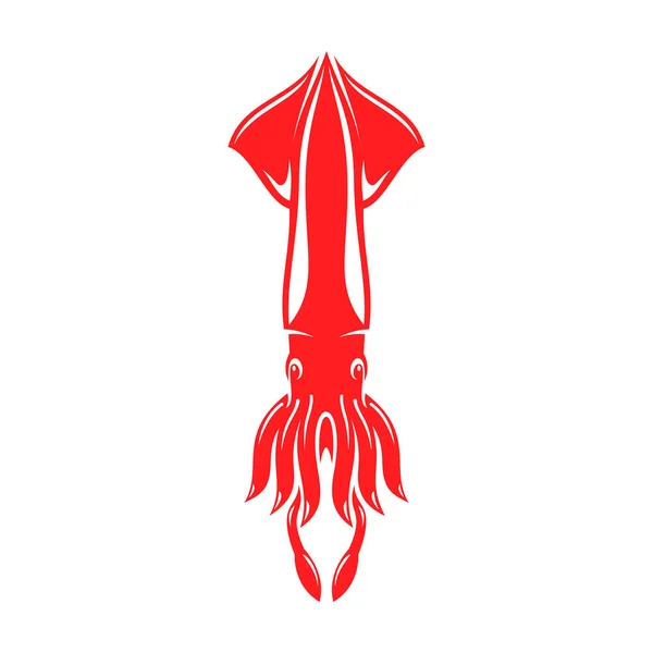 Squid Isolated Hooked Red Animal Vector Decapodiformes Arms Two Tentacles — Stock vektor