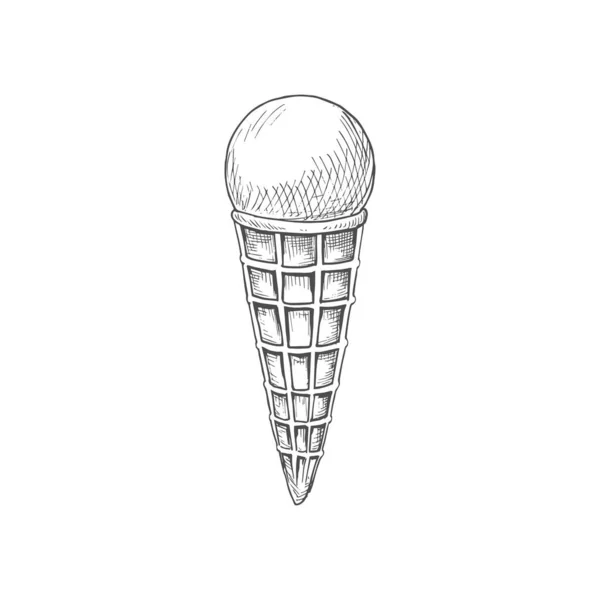 Frozen Gelato Refreshing Sundae Dessert Isolated Monochrome Sketch Vector Sundae — 스톡 벡터