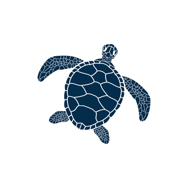 Turtle Caretta Ocean Terrapin Shell Aquarium Pet Mascot Isolated Monochrome — Stock vektor