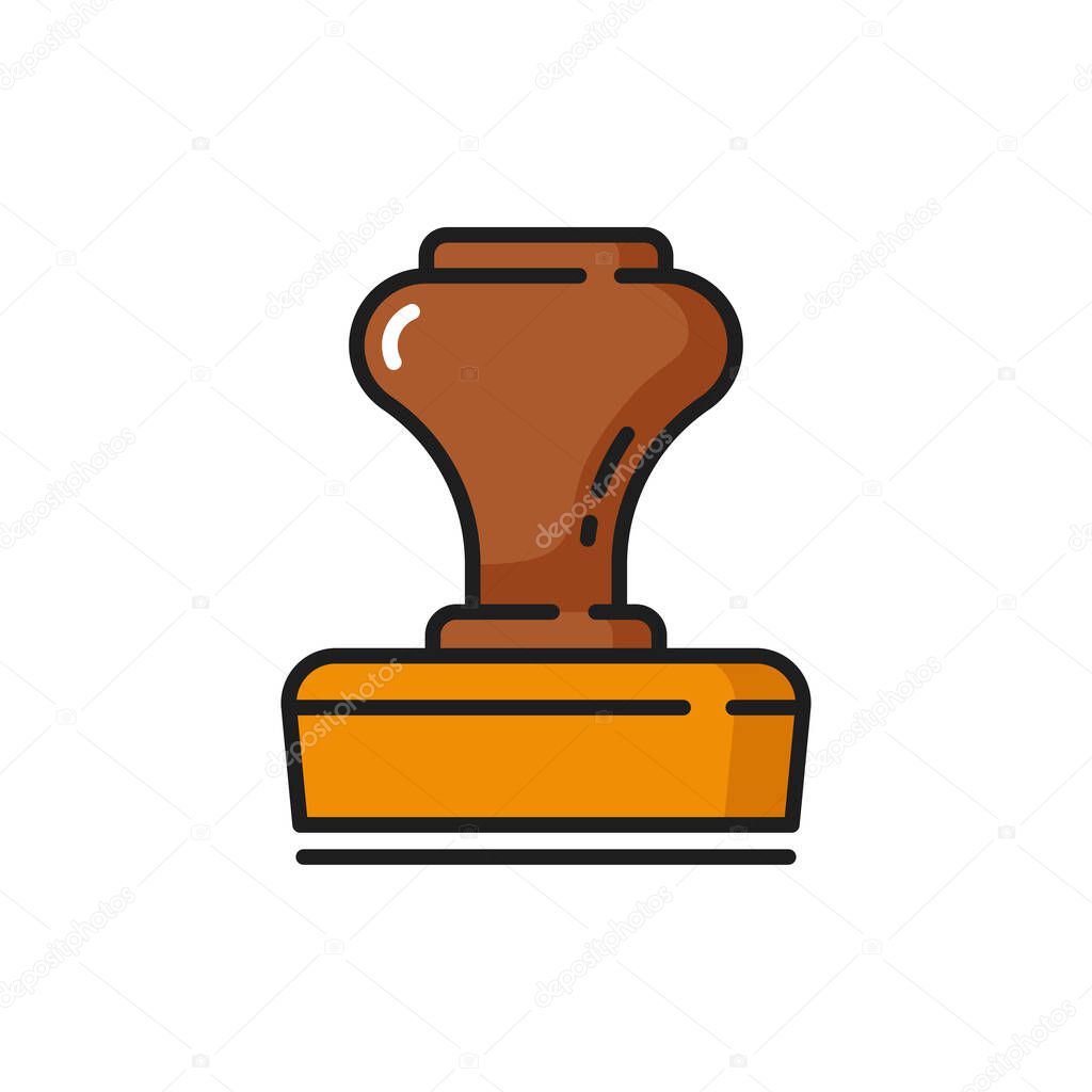 Stamp seal icon for notary, justice and legal service, lawyer and notarial office vector symbol. Notary certification stamp for legislation and juridical firm or advocate consulting service