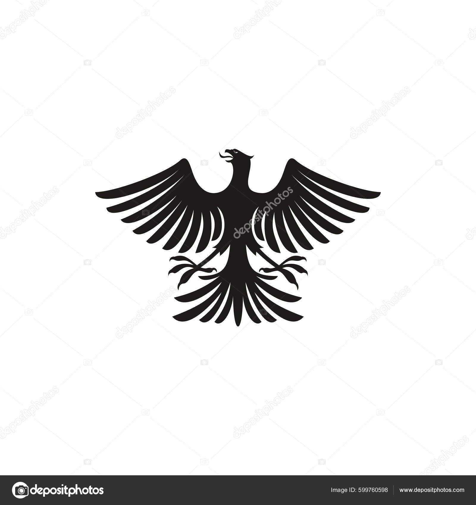 Black Eagle Heraldry Symbol Isolated Bird Mascot Vector Black Hawk