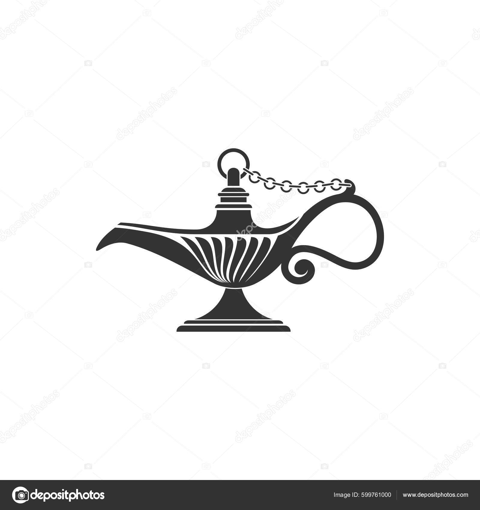 Aladdin Genie Oil Lamp Isolated Icon Vector Retro Monochrome Magic Stock  Vector by ©VectorTradition 599761000, image size:1600x1700