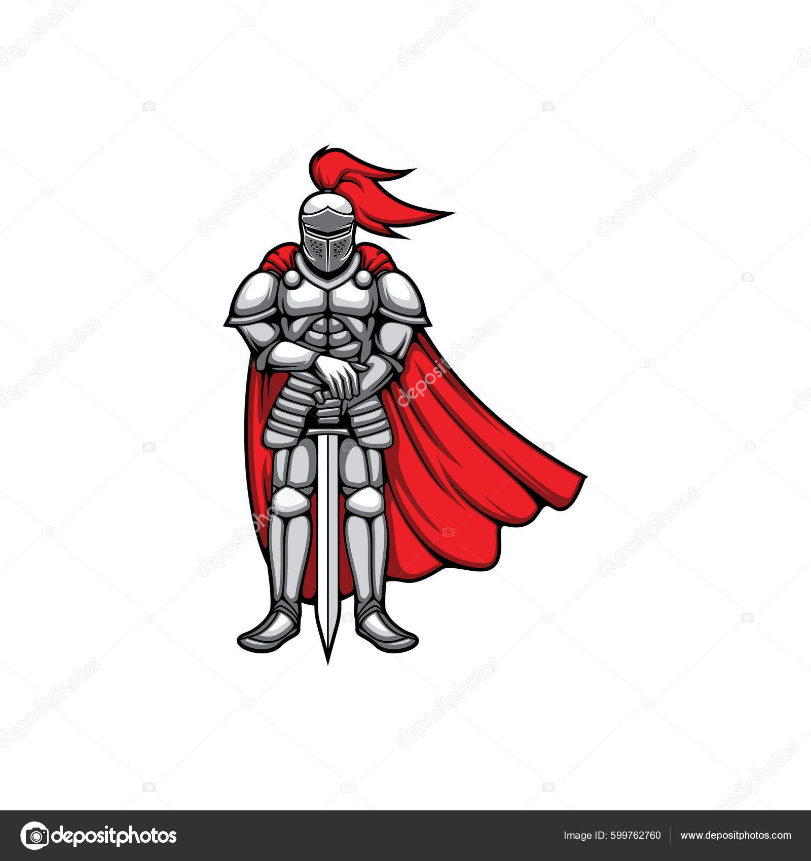 Templar Knight Metal Helmet Breastplate Sword Crossed Hands