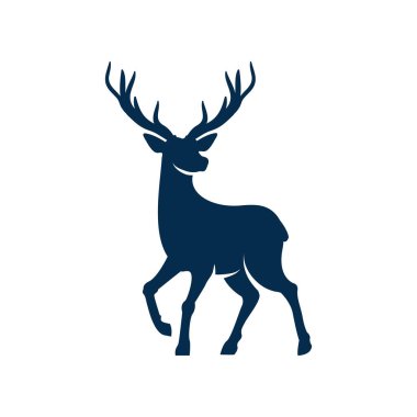 Buck reindeer animal isolated hunting sport mascot. Vector silhouette of reindeer, elk or buck, wildlife creature with wavy horns. North stag-deer with antlers, horned mammal full length portrait