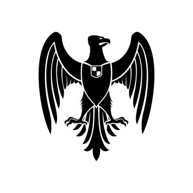 Heraldic eagle, royal vector emblem. Isolated hawk or gothic falcon bird heraldry symbol