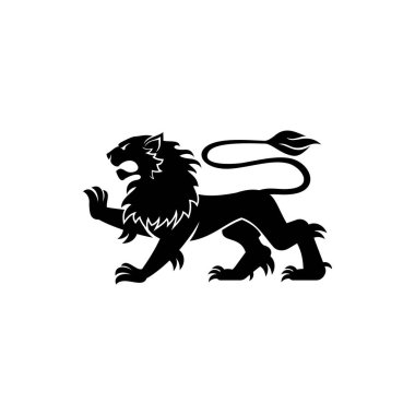 Heraldic lion rampant animal icon. Vector royal heraldry symbol of lion with claws