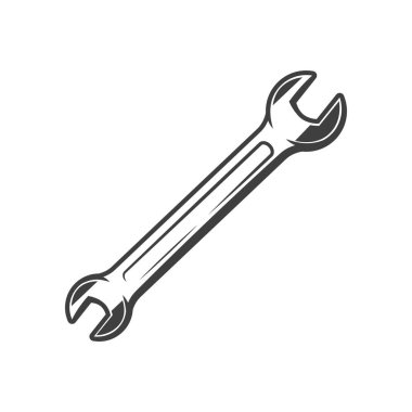 Automotive wrench tool icon. Vector isolated open end wrench, vehicle repair equipment