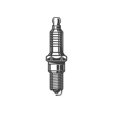 Car engine spark plug icon. Vector isolated automobile ignition plug part