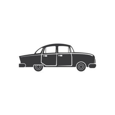Retro coupe vehicle isolated vintage car icon. Vector old automobile, side view