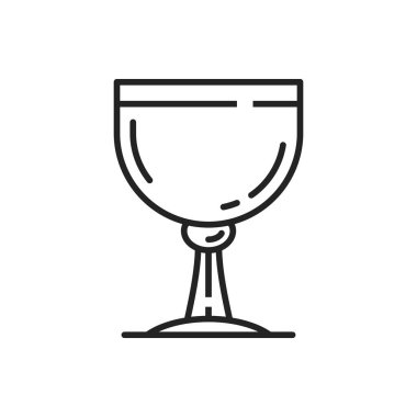 First communion chalice isolated line art. Vector holy cup, christianity religion symbol