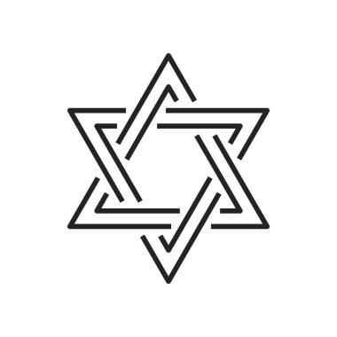 David star isolated line art. Vector Shield of David or Magen, symbol of Jewish and Judaism