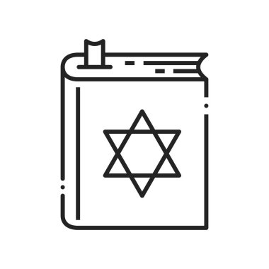 Torah book isolated line art. Vector Jewish holy bible, symbol of Judaism religion