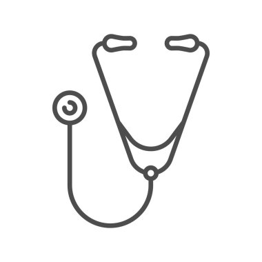 Stethoscope isolated line art icon. Vector medical heart beats control tool, diagnostic equipment