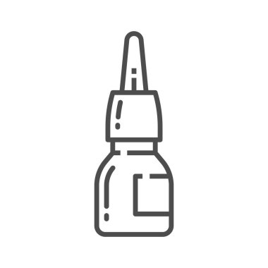 Nasal or eye drops isolated line art icon. Vector container with fluids, bottle with medicine