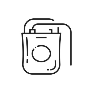 Blood plasma transfusion and donation bag isolated outline icon. Vector blood transfusion and donation pack, container to store medical fluids. IV pack, intravenous transfusion medical bag linear