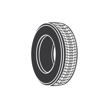 Car rubber wheel part isolated black tire or tyre icon. Vector vehicle repair spare part, speed motion equipment, side view. Automobile rim with tread pattern surface, summer or winter tyre mockup