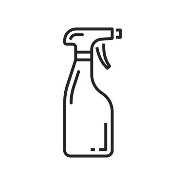 Glass cleaner spray bottle vector thin line icon. Home cleaning chemical supplies